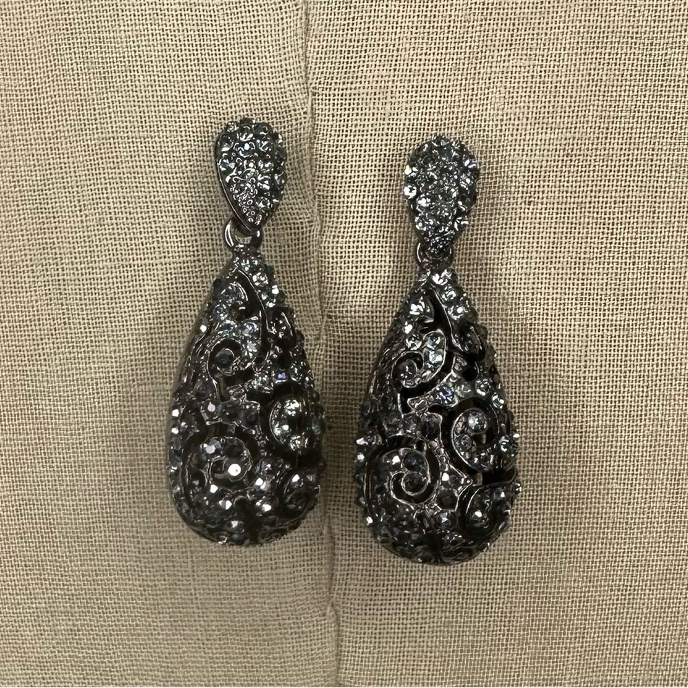 Black gray shimmery earrings formal